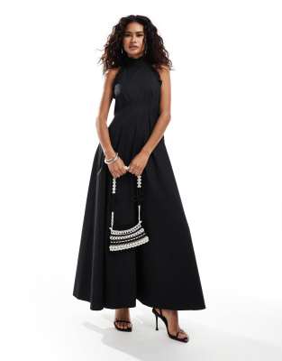 Sister Jane Halterneck Cotton Maxi Dress In Black - Part Of A Set