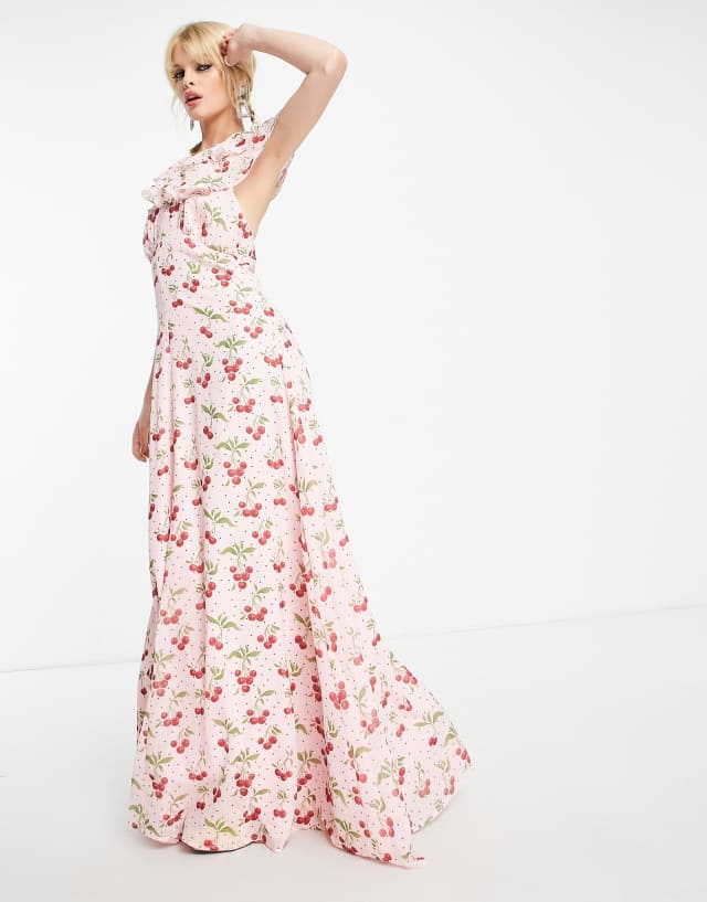 Sister Jane halterneck maxi dress in cherry print