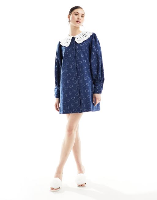 amp; Other Stories + Statement Collar Denim Mini Dress