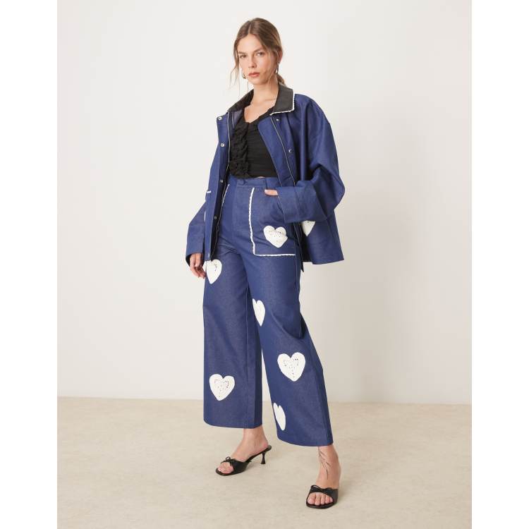 Sister Jane heart pants in denim blue | ASOS