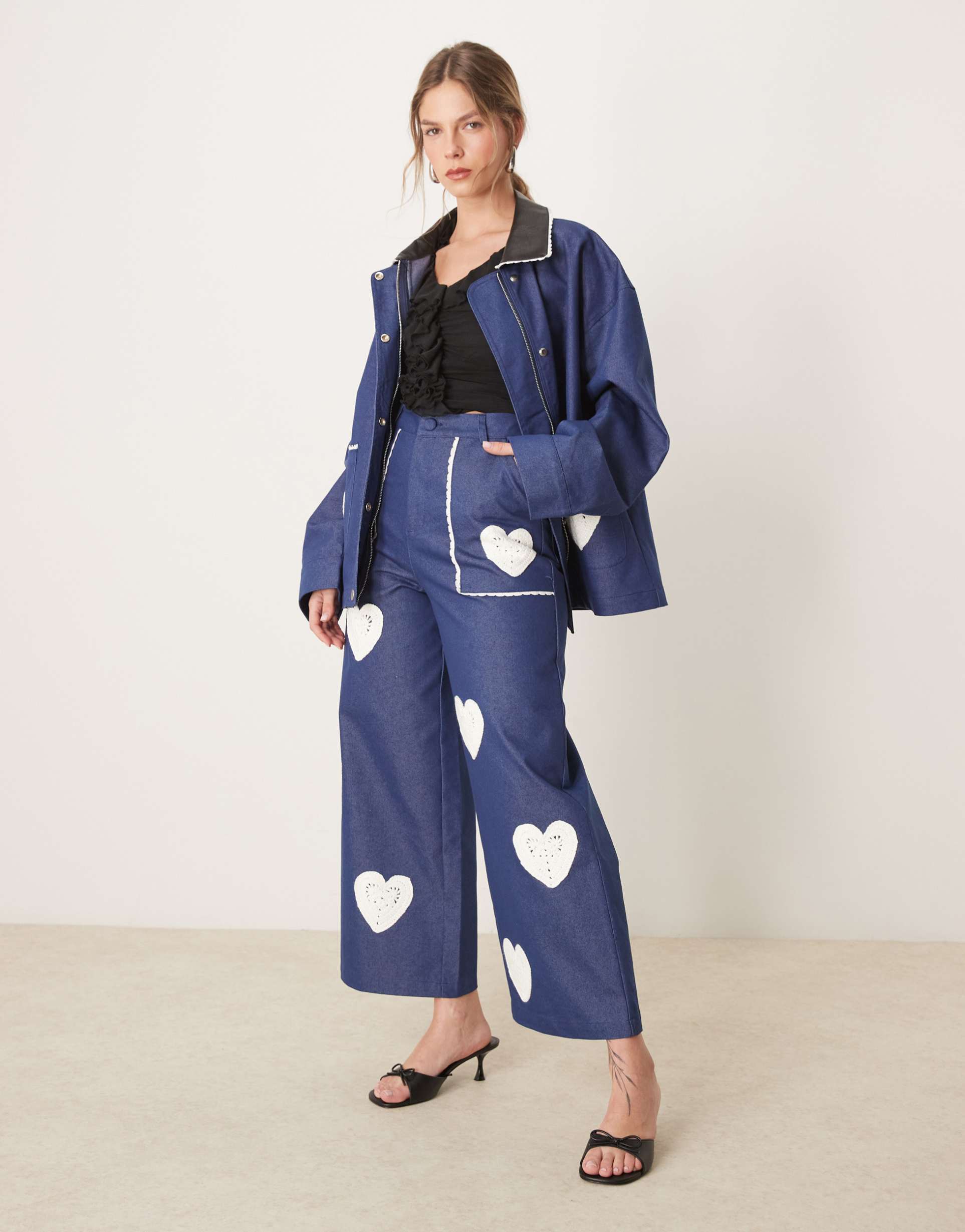 sister jane heart pants in denim blue