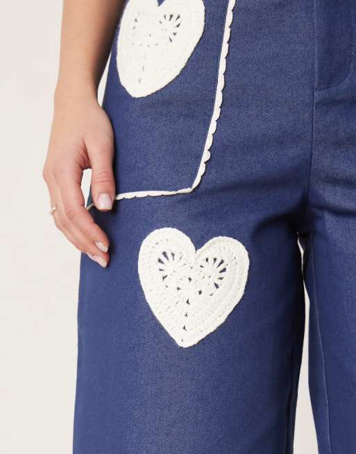 Sister Jane heart pants in denim blue | ASOS