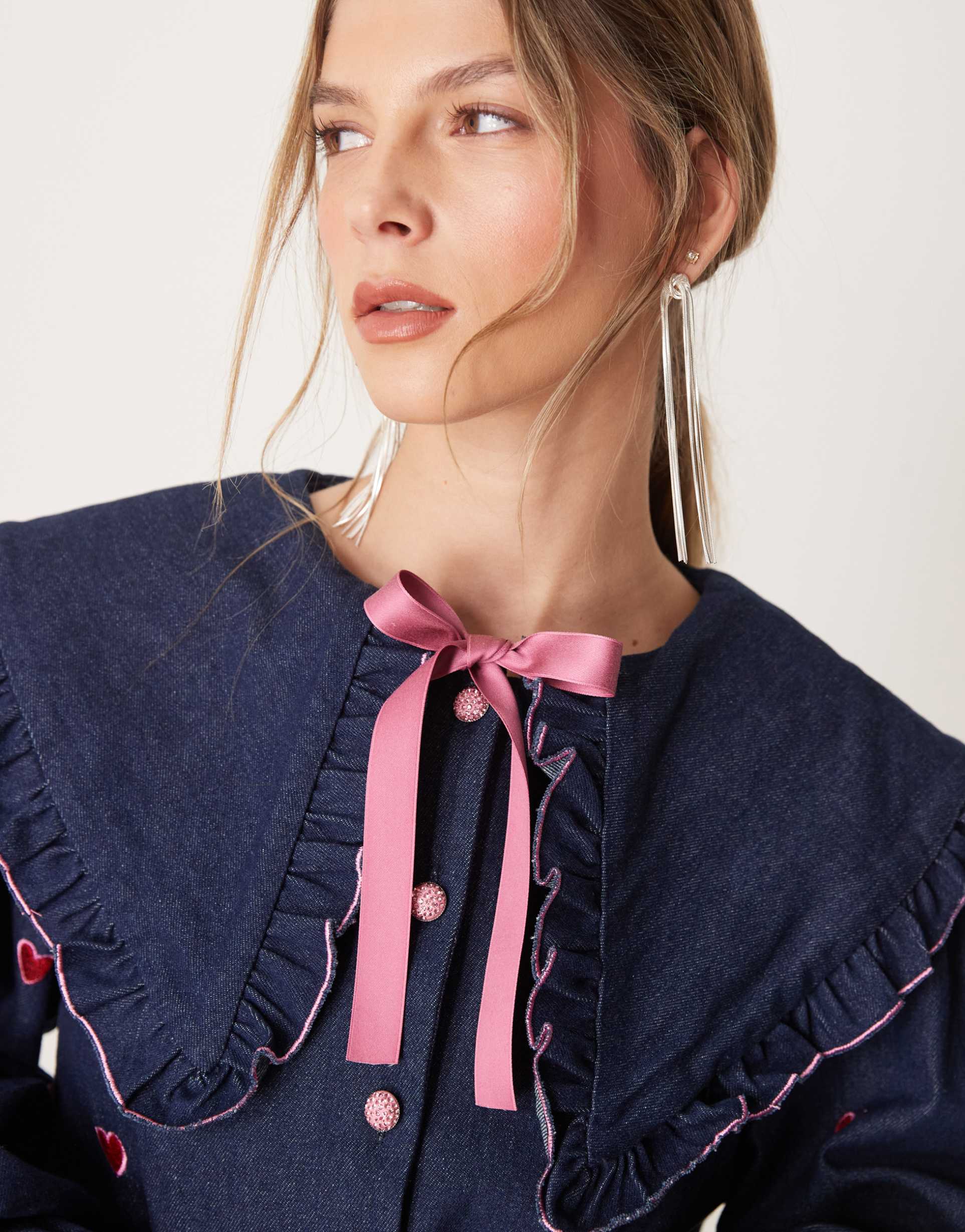 sister jane hearts denim jacket in blue