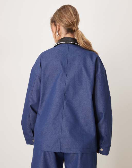 Sister Jane hearts embroidered jacket in denim blue - part of a set