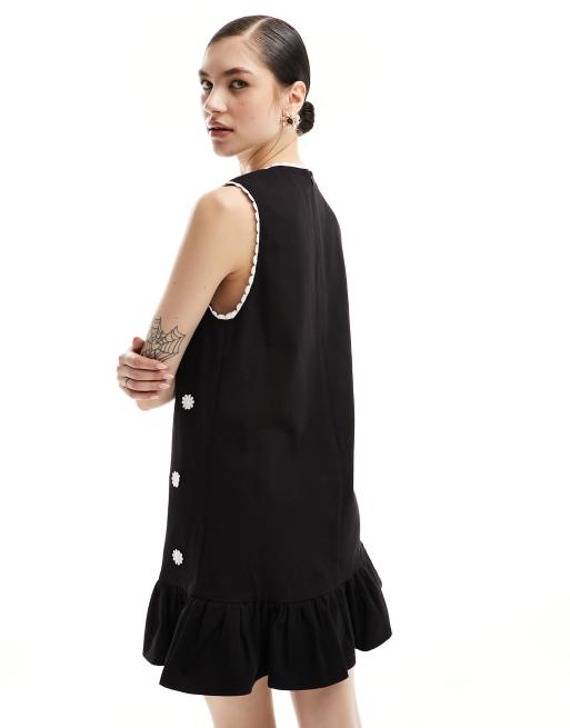 Sister Jane Heirloom pinafore mini dress in black, 4 of 4