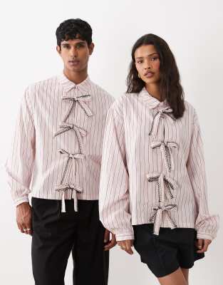 Sister Jane Henrik Unisex Cotton Bow Detail Shirt In Pink