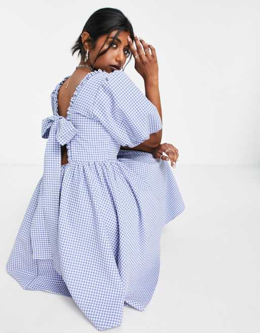 Sister Jane – Hinten geschnürtes, kurzes Hängerkleid in Blau mit 