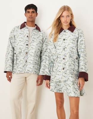 Sister Jane - Jacke aus Jacquard in Blau mit kontrastierendem Kragen, unisex