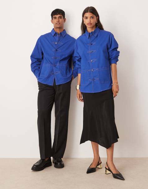Sister Jane – Jacke im Workwear-Stil in Blau mit abnehmbarer Brosche - view 1