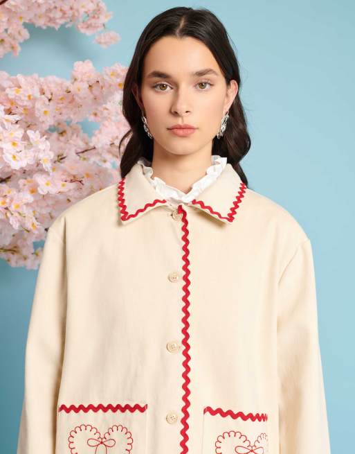 Sister Jane – Jacke in Cremeweiß mit Herzstickerei, Kombiteil, 3 von 4