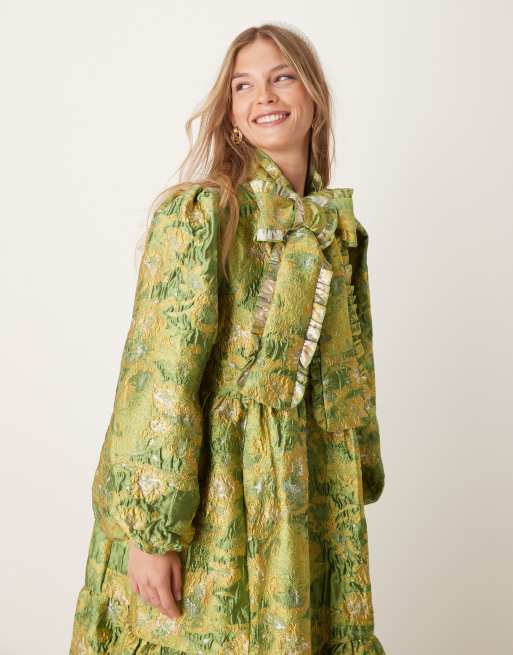 Sister Jane jacquard bow maxi dress in green, 2 of 4