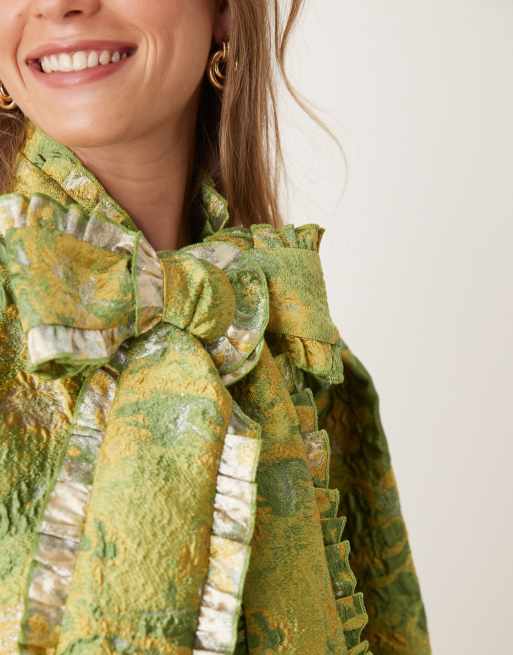 Sister Jane jacquard bow maxi dress in green, 4 of 4