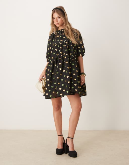 Sister Jane Floral Puff Sleeve Oversized Mini Dress