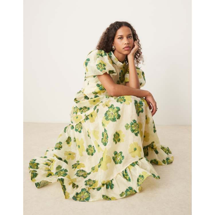 Sister Jane jacquard maxi dress in green floral | ASOS