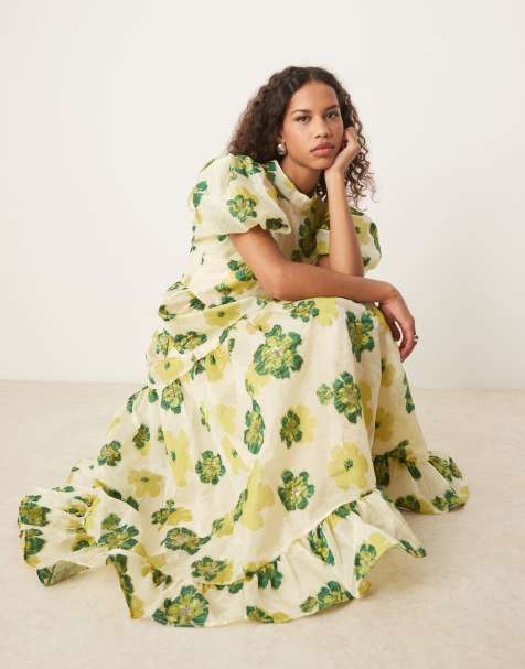 Sister Jane jacquard maxi dress in green floral
