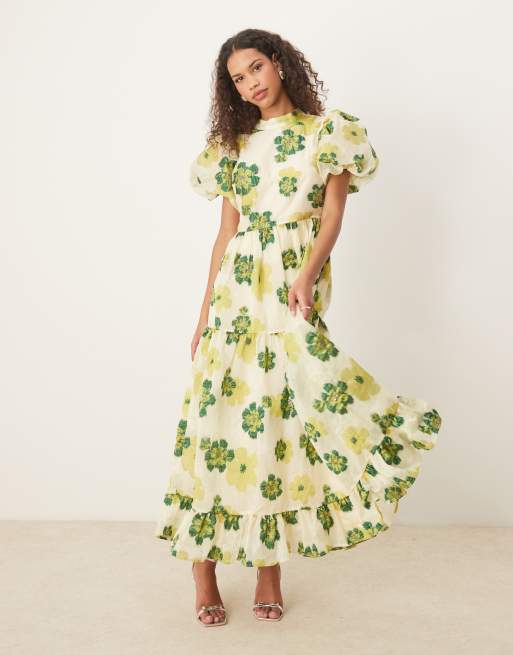 Sister Jane jacquard maxi dress in green floral