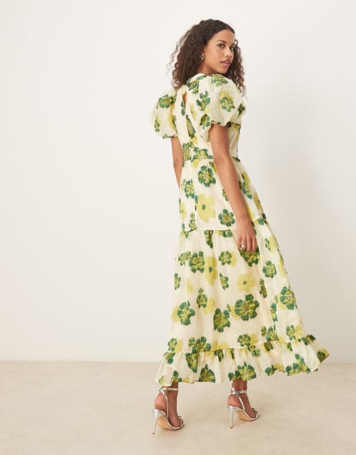 Sister Jane jacquard maxi dress in green floral