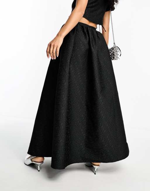 Long black jacquard skirt store