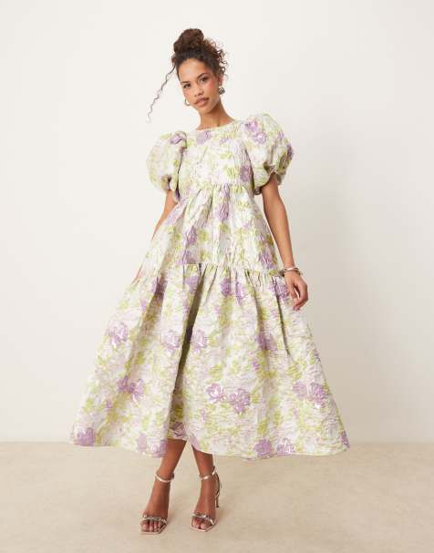 Sister Jane jacquard midi dress in lime and lilac