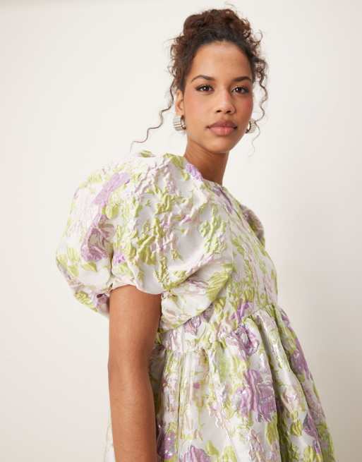 Sister Jane jacquard midi dress in lime and lilac