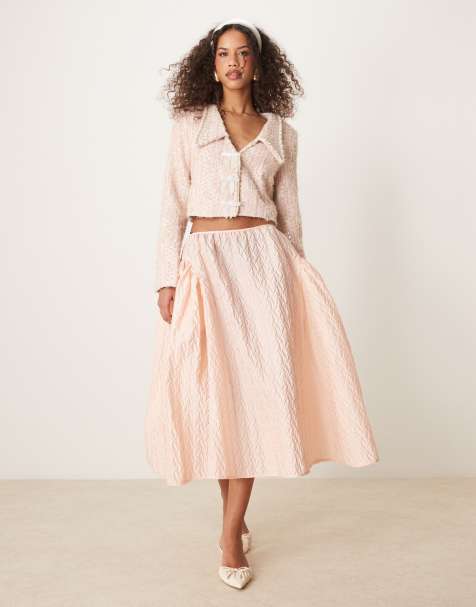 Sister Jane jacquard midi skirt co-ord in light pink