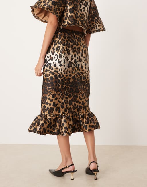 Dress Mid Length Leopard Skirts 5t Never Fully Dressed Brown Leopard Print Lace  Maeva Midi Skirt