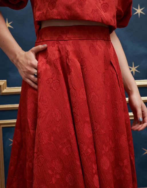 Sister Jane jacquard midi skirt in red - part of a set