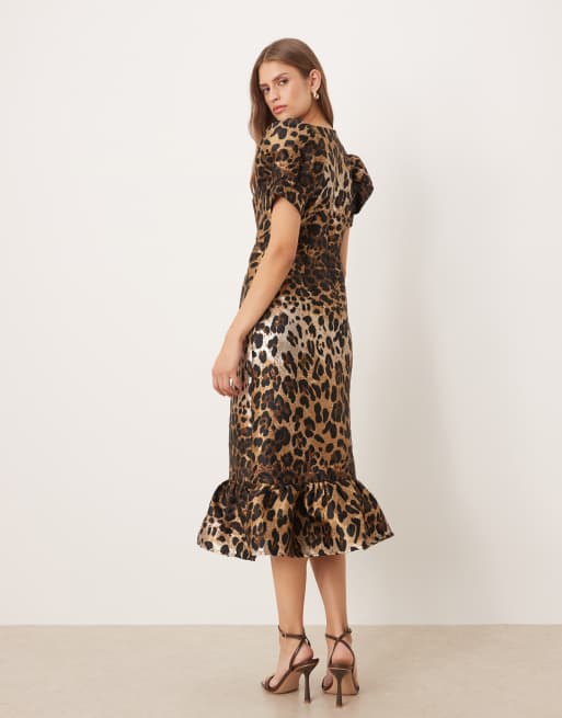 Sister Jane – Jacquard-Midikleid mit Leopardenmuster und Knopfleiste, 3 von 4