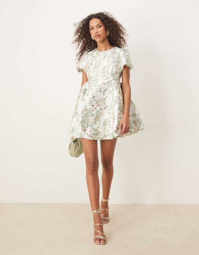 Sister Jane jacquard mini dress in green | ASOS