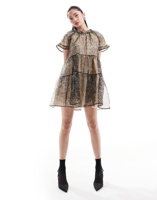  Sister Jane jacquard mini dress in leopard print