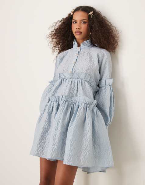 Sister Jane jacquard mini dress in light blue - view 1