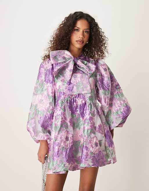 Sister Jane jacquard mini dress in lilac floral | ASOS Sister Jane jacquard mini dress in lilac floral | ASOS