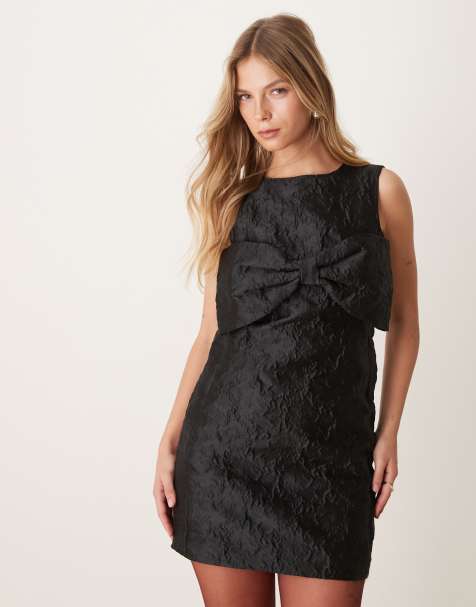 Sister Jane – Jacquard-Minikleid in Schwarz mit Schleife - view 1