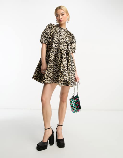 Sister Jane jacquard tiered mini dress in leopard | ASOS