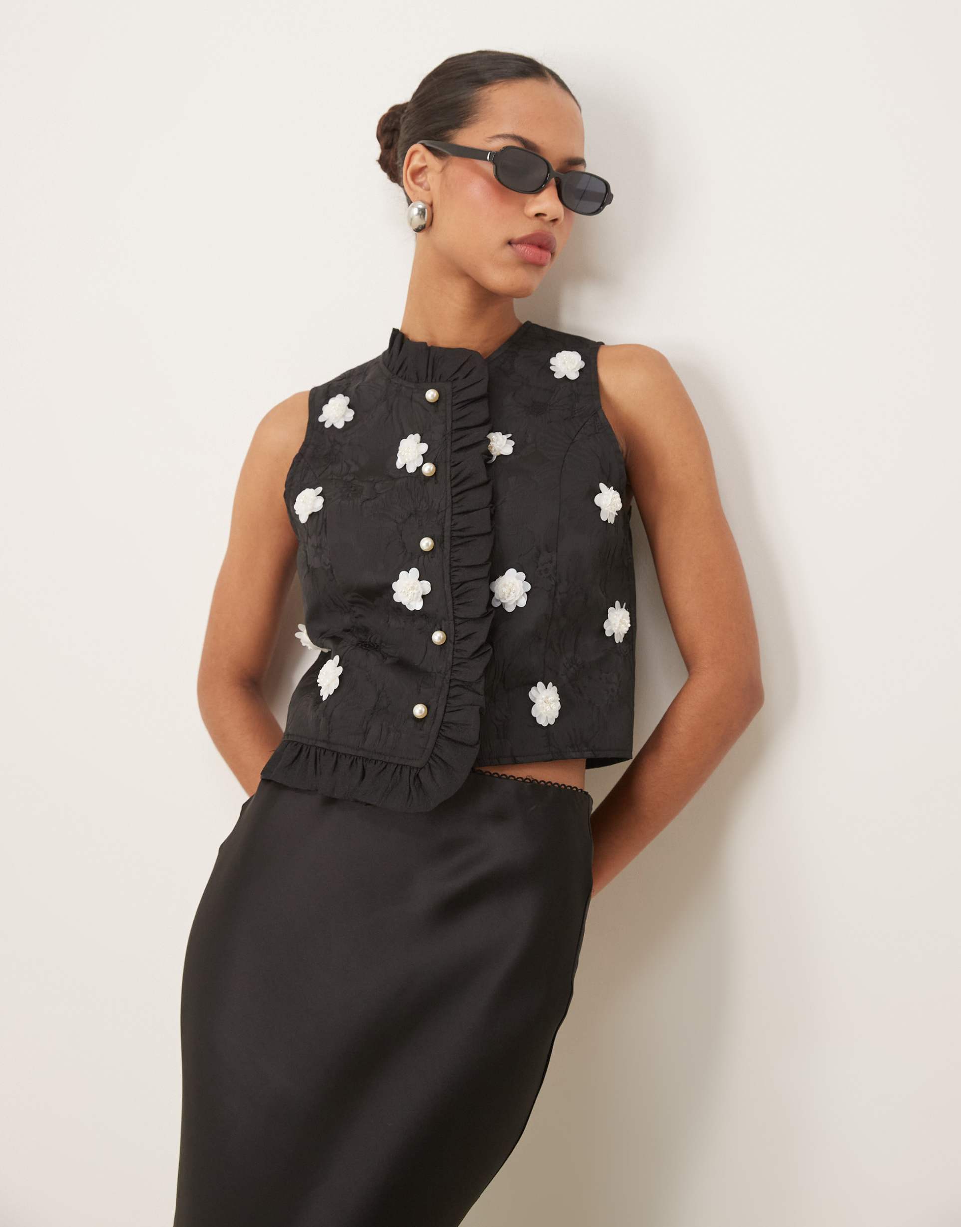 sister jane jacquard top in black