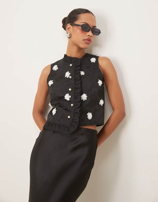 Sister Jane jacquard top in black