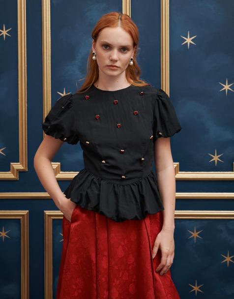 Sister Jane jewel embellished top in black - view 1