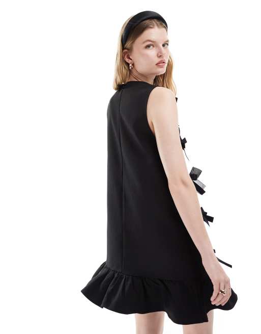 Sister Jane – Kurzes Schürzenkleid in Schwarz mit Bandschleifen, 3 von 4