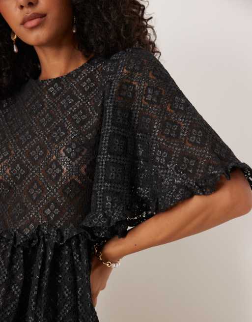 Sister Jane lace bell sleeve maxi dress in black, 2 of 4