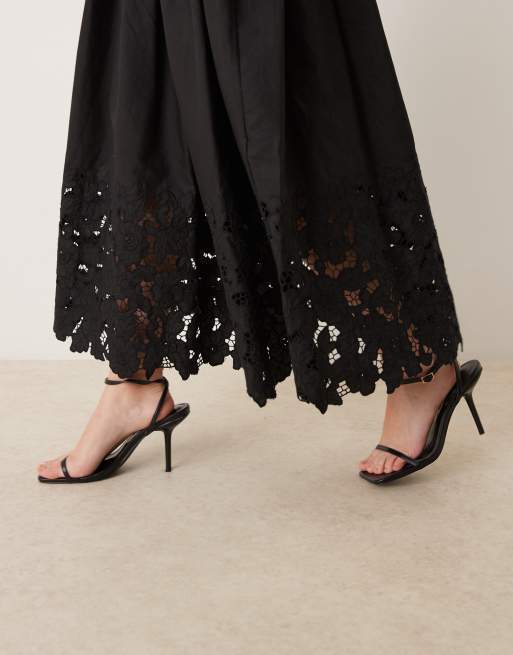 Sister Jane lace embroidered maxi skirt in black, 4 of 5