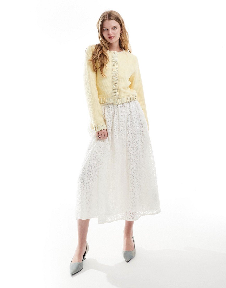 Sister Jane lace midaxi skirt in ivory co-ord-White