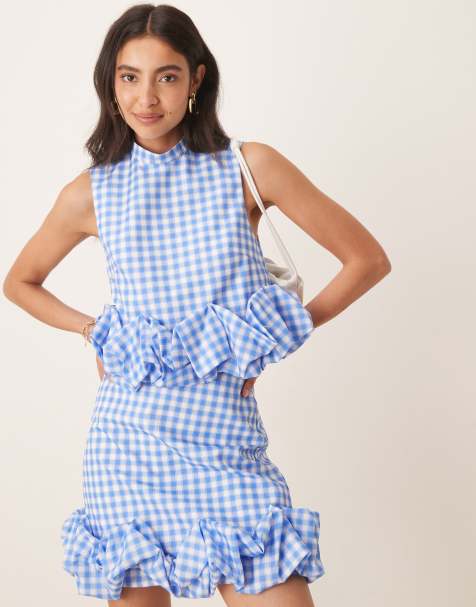 Sister Jane Lavender gingham cropped top in blue - view 1
