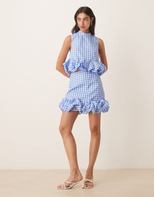 sister jane Sister Jane Lavender Gingham mini skirt in blue