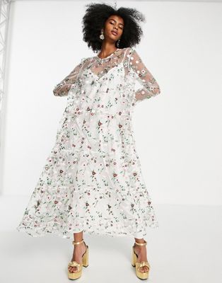 Sister Jane long sleeve maxi dress in floral embroidery