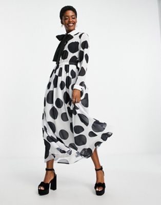 Sister Jane long sleeve maxi dress in oversized polka dot