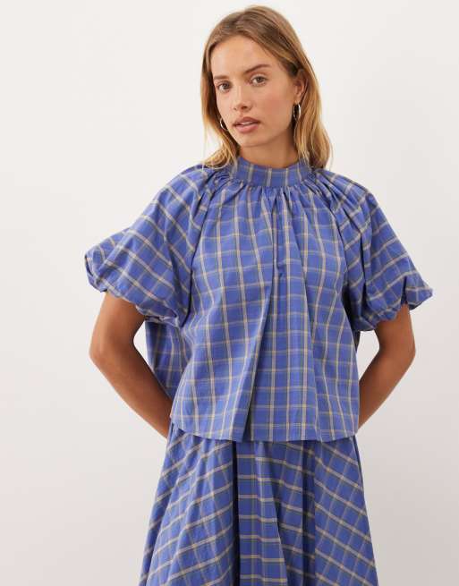 Sister Jane Lumina Skirt & top co-ord in blue check, 3 of 3