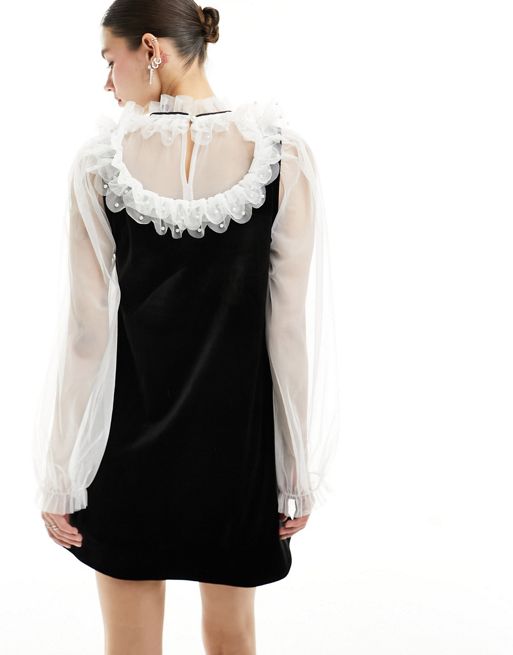 Sister Jane Marble tulle mini dress in black and white