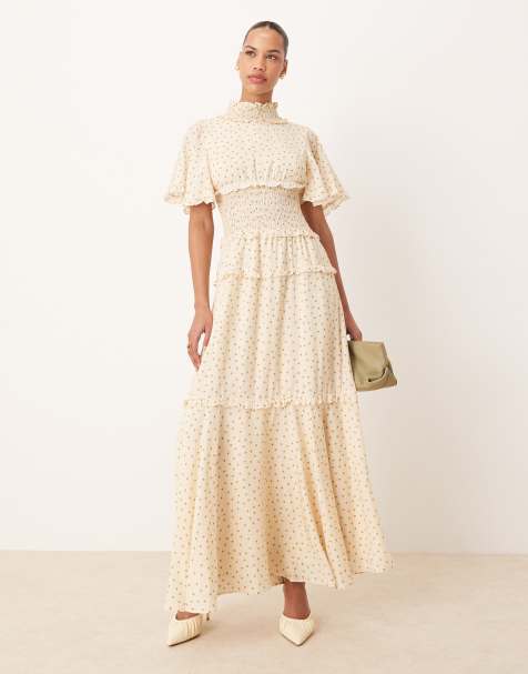 Sister Jane polka dot shirred maxi dress in green and ivory