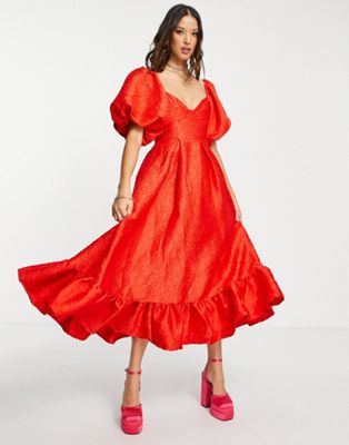 Sister Jane maxi dress with pleated hem and puff sleeves