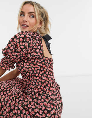 Sister jane maxi dress with shirred waist and puff sleeves in vintage floral clearance